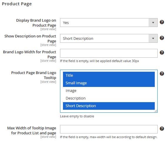 Brand Configuration for Product List