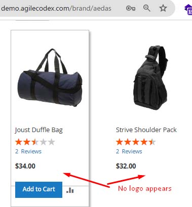Missing Logo on Product page or list